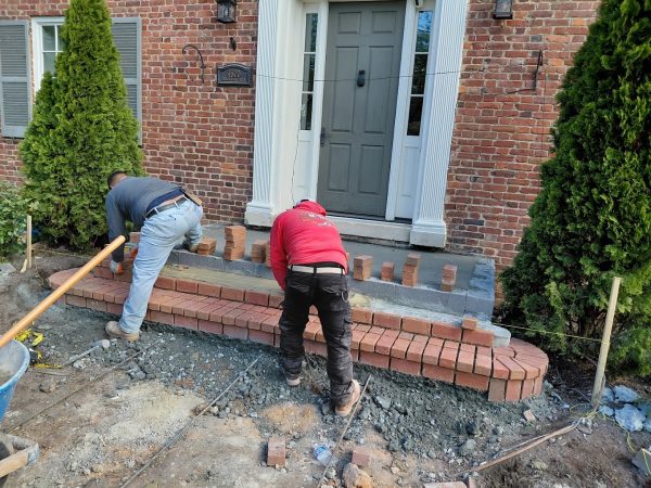 Constructing brick steps in Edgewood, NE